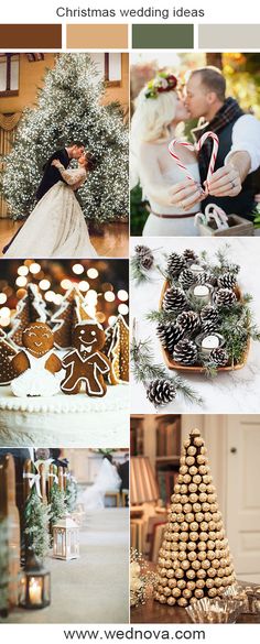 a collage of photos showing different types of christmas decorations and wedding cake toppers