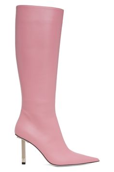 ioannes: Pink Tresor Pointed Boots | SSENSE Elegant Pink Heeled Boots With Round Toe, Elegant Pink Fitted Heeled Boots, Pink High Heeled Boots For Evening, Pink High Heel Boots For Evening, Chic Pink Heeled Boots With Pointed Toe, Chic Pink Pointed Toe Boots, Elegant Pink Evening Boots, Formal Pink Pointed Toe Heeled Boots, Chic Pink Knee-high Boots