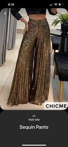 Sequin Boots, Party Pants, Pants Women Fashion, Loose Trousers, Long Blouse, Look Chic, Casual Fall, Look Fashion, Bottoms Pants