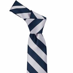 Get ready for the school year in this navy blue and silver striped tie. The two-color stripes are just the right size for classic uniform styling. Wear it with a button down and slacks for a business casual or uniform look. Dress it up with the matching pocket square (sold separately) for formal occasions. This pattern is also available in a self-tie and pre-tied bow tie, longer length and narrower ties, and boys' sizes. We've made it easy to coordinate or differentiate among your student body. Uniform Styling, Shirt And Tie, Tie Bow Tie, Student Body, Tall Men, Pre Tied Bow Tie, Tie Bow, Matching Accessories, Striped Tie