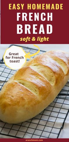 French bread loaf on cooling rack Best French Bread Recipe, French Bread Loaf, Homemade Bread Easy, Handmade Farmhouse, Best Bread Recipe