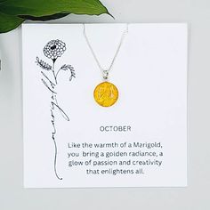 ** SAVE 20% WITH CODE BIRTHMONTH ** Elegance meets nature in this minimalist sterling silver necklace featuring genuine pressed birth month flowers encased in high-quality resin. Celebrate a unique connection to nature with flowers that represent each birth month. Our pendant's charm lies in its delicate design, crafted with precision and love. Choose your desired birth month flower to make this piece uniquely yours. Our necklace features a 16-inch sterling silver chain, you can upgrade your cha Sterling Silver Birth Flower Necklaces For Gifts, Sterling Silver Necklace With Natural Inclusions For Gift, Sterling Silver Birth Flower Charm Necklace As Gift, Yellow Birth Flower Jewelry For Gift, Sterling Silver Birth Flower Necklace For Birthday, Minimalist Sterling Silver Necklace With Pressed Flowers, Sterling Silver Necklaces With Pressed Flowers, Sterling Silver Birth Flower Charm Necklace For Birthday, Spiritual Sterling Silver Necklace With Birth Flower