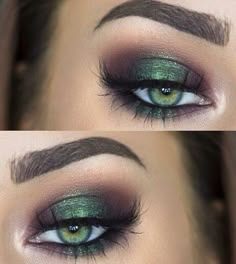 Earthy green which makes  the green eyes pop. I'd like to try this on my dark brown eyes. Machiaj Smokey Eyes, Makeup Cantik, Makeup Tip, Vert Turquoise, Beautiful Eye Makeup