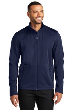 Flexshell Jacket - TRUE NAVY - M | Port Authority Flexshell Jacket in True Navy Blue Size Medium | Polyester Navy Track Jacket For Outdoor Activities In Fall, Navy Track Jacket For Outdoor Fall Activities, Navy Track Jacket For Fall Outdoor Activities, White Toner, Blank Apparel, Port Authority, Unisex Jacket, Embroidered Clothes, Soft Shell Jacket