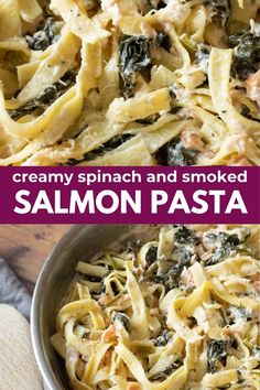 this creamy spinach and smoked salmon pasta is the perfect meal to make for dinner