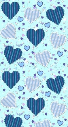 blue and purple hearts on a light blue background