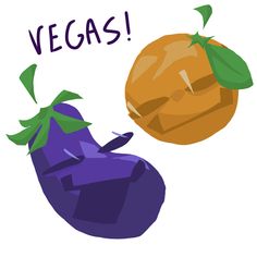 an eggplant with the word vegas next to it