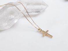 14K SOLID YELLOW GOLD SMALL CROSS NECKLACE Here is a dainty, delicate and simple, yet classy minimalist Cross Necklace. This is 14k Solid Gold. (We do not sell filled or plated jewelry) Perfect for everyday use. Metal : 14K Solid Gold Necklace Length : 17 inches / 42.5cm Cross Height : 16mm Cross Width : 8mm ---Absolutely stunning. Comes in a gift box. ---Shipping Policy---- Item will be shipped within 1-3 business days of receiving full payment. ---Return Policy--- -You may return the unused it Minimalist Cross Jewelry For Baptism, Gold Personalized Minimalist Cross Necklace, Gold Minimalist Personalized Cross Necklace, Minimalist Personalized Gold Cross Necklace, Minimalist Gold Jewelry For Baptism, Dainty Gold Cross Necklace For Baptism, Small Cross Necklace, Yellow Gold Cross Necklace, Diamond Cross Necklace Gold