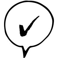 a black and white photo of a clock in a speech bubble with the word v on it