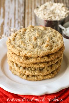 oatmeal cookies stacked on top of each other