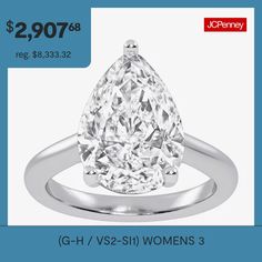 a pear shaped diamond ring with the price tag for $ 2, 998 98