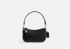 Swinger Bag With Rivets | COACH Medium Evening Bags, Formal Fall Shoulder Bag With Handles, Medium Leather Evening Shoulder Bag, Medium Leather Shoulder Bag For Evening, Our Legacy, Black Leather Bags, Leather Style, Leave In, New Handbags