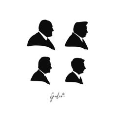 four silhouettes of men in suits and ties, each with the same name on it