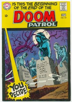 a comic book cover with an image of two men on tombstones and the words, door