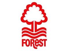 the forest ladies logo is shown in red, white and blue with an image of a tree