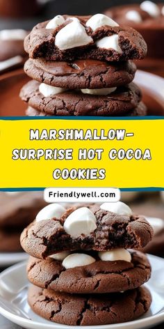 marshmallow - surprise hot cocoa cookies on a plate