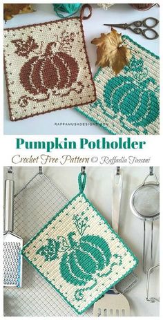 pumpkin potholder crochet free pattern and video instructions to make it in any size