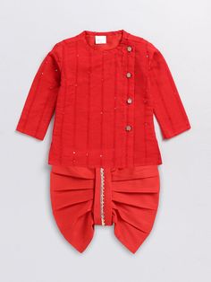 Vastramay sishu boys red sequence angrakha kurta dhoti set Christmas Cotton Sets For Festive Occasion, Festive Sherwani With Gota Work For Diwali, Festive Sherwani With Gota Work, Diwali Festive Sherwani With Gota Work, Festive Diwali Sherwani With Gota Work, Red Kurta With Gota Work For Party, Red Gota Work Kurta For Party, Red Party Kurta With Gota Work, Red Bandhgala With Zari Work For Navratri