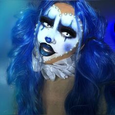 #halloween #halloweenmakeupideas #halloweenmakeup #clown #clownmakeup #clowncore #clownaesthetic #blueaesthetic #bluemakeup #creativemakeuplooks #creativemakeup Blue Clown Makeup Halloween, Creepy Girl Clown Makeup, Blue Clown Costume, Blue Clown Aesthetic, Cool Makeup Looks Creative Halloween, Purple Clown Makeup, Blue Clown Makeup, Blue Halloween Makeup, Clown Fit