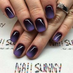 Purple Ombre Nails, Halloween Nails Diy, Ombre Nail Art Designs, Sns Nails, Nail Art Ombre, Black Nail, Dipped Nails