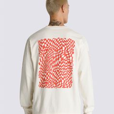 Layer up for your outdoor excursions or just dress for your active lifestyle in the MTE Warp Check Long Sleeve T-shirt, a comfortable long sleeve garment dyed T-shirt made of breathable organic cotton, with a new printed art take on the iconic Vans® checkerboard print. 100% Organic Cotton fabric Garment dye Printed art Loose fit | Vans MTE Logo Warp Check Loose Long Sleeve T-Shirt Men's Small Urban Tops With Graphic Print For Outdoor, Urban Style Tops With Graphic Print For Outdoor Activities, Urban Cotton Tops For Outdoor Activities, Casual Long Sleeve T-shirt For Outdoor Activities, Outdoor Long Sleeve Cotton T-shirt, White Long Sleeve Tops For Outdoor Activities, Vans Cotton Sweatshirt For Fall, Vans Long Sleeve Graphic Print Top, Vans Long Sleeve Sweatshirt For Streetwear