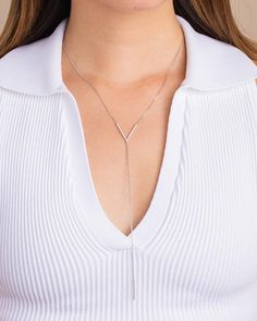 This is a v-shape lariat style necklace with cubic zirconia stones that will surely add that extra detail that you're looking for for your girl's night out. Impossibly thin and dainty, channel an elegant vibe that pairs perfectly with a deep v-neck. Lariat Style Necklace, Lariat Necklace Silver, Gold Lariat Necklace, Lariat Necklace, Style Necklace, Girls Night Out, Deep V Neck, V Shape, Girls Night