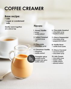 coffee creamer recipe with ingredients labeled in english