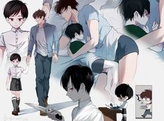 an anime scene with two people and one is cutting the paper while another person looks on