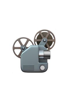 an old movie projector is shown on a white background with the film reel attached to it