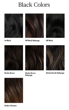 Black Hair Color Chart, Shades Of Black Hair, Soft Black Hair Color, Jet Black Hair Color, Soft Black Hair, Espresso Hair Color, Hair Color Guide, Mocha Hair