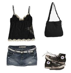 Gothic Summer Outfits, 2000 Fashion Outfits, Y2k Png, Gothic Summer, 2000 Fashion, Downtown Outfits, 2000s Outfits