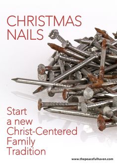 a pile of nails sitting next to each other on top of a white background with the words christmas nails