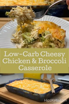 low carb cheesy chicken and broccoli casserole on a plate