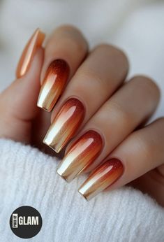 Discover 17 stunning fall chrome nails that'll make you the envy of every pumpkin spice latte line. Get ready to slay this autumn! Pumpkin Spice Chrome Nails, Chrome Nail Ideas Fall, October Chrome Nails, Fall Nail Tip Ideas, Orange And Green Fall Nails, Chrome Matte Nails, Chrome Fall Nails 2024, Orange Chrome Nails Designs, Fall Ombré Nails