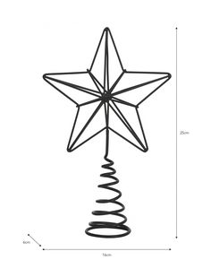 a christmas tree topper with a star hanging from it's center and spirals on the bottom