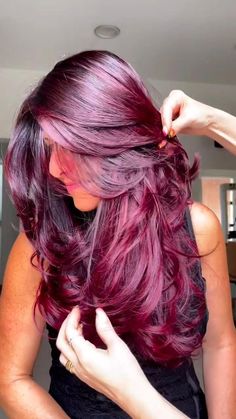 Magenta Hair Colors Burgundy, Wine Hair Color, Plum Hair, Wine Red Hair, Wine Hair, Hair Color Burgundy, Hairstyles For Layered Hair, Hair Color Purple