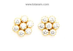 22 Karat Gold Earrings for Women with Cz  - 235-GER7945 - in 4.350 Grams for USD $397.49. 
Made in India by Totaram Jewelers Online this product is in Gold - 22 Karat BIS Hallmark 916 KDM Gold  & is an excellent gift for Adult - Women. Ships fully insured with secured guaranteed delivery for free with your order over $250 from New Jersey USA & comes with 30 days exchange policy. Gold Hand Set Cluster Earrings, 22k Gold Earrings, Gold Earrings For Women, Gifts For Adults, 22k Gold, Stone Earrings, Earrings For Women, New Jersey, Hallmark