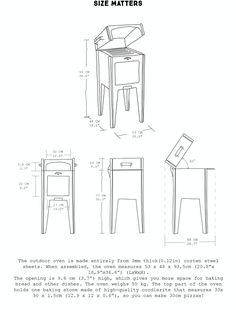 an image of a table and chair with measurements