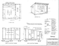 the plans for a small cabin are shown in black and white