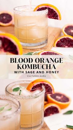 blood orange kombucha with sage and honey is the perfect drink for fall