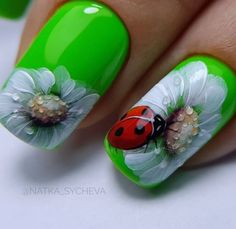 Insect Nails, Ladybug Nail Art, Friends Nails, Ladybug Nails, Nail Bling, Art Deco Nails, Airbrush Nails, Cute Nails For Fall