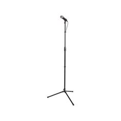 a microphone on a tripod with a mic stand in front of it and a white background