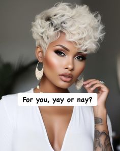 Sassy Haircuts For Fine Hair, Curly Blonde Pixie Haircut, Short Blonde Hairstyles For Black Women, Quick Weave Mullet Black Women, 27 Piece Quick Weave Hairstyles Blonde, 613 Short Quick Weave, Short Curly Platinum Blonde Hair Black Women, Short Gray Hairstyles, Short Platinum Blonde Hair Black Women