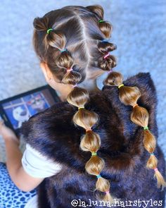 Cute Girls hairstyle. Kids hair braids. School hair. Easy hairstyles. Bubble braids. Braids. Hairstyles for little girls. Toddler hairstyles. Hairstyles For Kids Picture Day, Kids Hair Braids, Braids School, Easy Hairstyles For Kids, Bubble Braid, Cute Simple Hairstyles