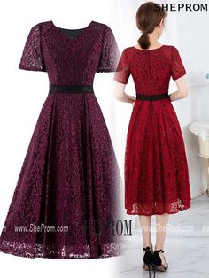 Buy women vneck lace knee length party dress with sleeves id#S1641 at SheProm. SheProm.com is an online store with thousands of formal dresses. Shop 100% authentic prom dresses with free standard shipping.