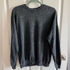 Distressed Sweatshirt. Size Says Xs But This Sweatshirt Is Big. Would Easily Fit A Med And/Or Large. Armpit To Armpit Is 24”. Length Is 26”. Never Worn Trendy Black Distressed Sweatshirt, Distressed Washed Black Grunge Sweatshirt, Urban Black Distressed Sweatshirt, Vintage Washed Black Cotton Sweatshirt, Soft-washed Cotton Sweatshirt In Washed Black, Distressed Sweatshirt, Black Sweatshirt, Sweatshirts Hoodie, Womens Tops