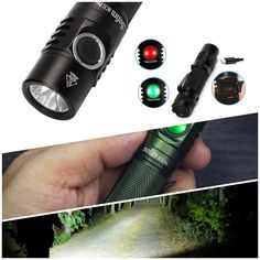 the flashlight is being held up to show it's green light and its contents