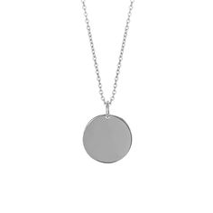 Personalize your look with this silver disc pendant. Have it engraved with a personal message or keep plain… Disc Pendant, Opal Pendants, Rose Gold Diamonds, Metal Necklaces, Personal Message, Gift Necklace, Gold Diamond, Metallic Silver, Silver Necklace