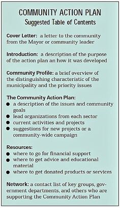 the community action plan is shown in blue and white, with black writing on it