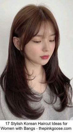 Bangs With A Bob, Asian Curtain Bangs, Korean Wispy Bangs, Bangs With Bob, Curtain Bangs With Long Layers, Bangs With Long Layers, Korean Haircut Ideas, Korean Side Bangs, Haircuts Korean